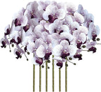 FagusHome 32 Inch Artificial Phalaenopsis Flowers 6 Pcs Artificial Orchid Flowers Stem Plants for Home Décor (Purple Core)
