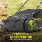 Sun Joe Corded Electric Dethatcher & Scarifier with 8-Gal Bag, 12.6-Inch Cutting Width, 12-Amp Motor - Heavy-Duty Yard Trimmer for Gardening Care and Lawn Maintenance, AJ801E