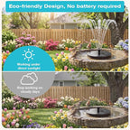 AMZtime 1.4W Solar Bird Bath Fountain with 4 Fixed Rods, Solar Fountain Pump with Upgraded Solar Panels, Solar Powered Floating Water Fountain Pump for Bird Bath, Ponds, Garden, Fish Tank and Outdoor