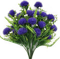 PASYOU Simulation Dandelions, 12 Inch Artificial Dandelions Fake Dandelion Flowers, Gerbera Flower Ball Faux Plants Bouquet for Table Arrangement Wedding Party Decorations Garden Balcony Purple 4 Pack