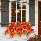 INXUGAO Fake Fall Flowers Artificial for Decoration 2PCS Faux Silk Fall Flowers Plants for Outdoors Outside Planters UV Resistant Looks Real for Front Door Porch Patio Garden Decor