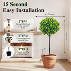 PATIO CHOICE Artificial Topiary Boxwood Ball Trees Set of 2 30" Fake Outdoor Plants Realistic Olive Tree Fake Bushes Lifelike Shrubs Decorations for Outdoor Indoor Front Porch Garden