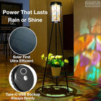 Outdoor Lamps for Patio, Outdoor Floor Lamp with Plant Stand, Solar Powered RGB Lights, Waterproof Standing Lamp for Garden Yard Décor, Stained Glass Decorative Floor Lamp, Gift for Women Mom