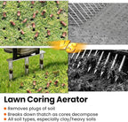 Lawn Aerator, Stainless Steel Lawn Aerator Tool with 3 Hollow Tines, Yard Grass Soil Core Aerator, Manual Lawn Plug Aerators, Core Aeration Tool for Lawn Garden Compacted Soil (Black)