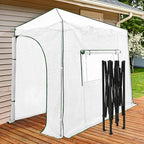 EAGLE PEAK 10x5 Portable Walk in Greenhouse, Pop Up Indoor Outdoor Greenhouse, Green House Kit with Zippered Roll-Up Doors and Windows, Lean-to Design, PE Cover, Clear/White