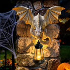 Dragon Tree Hugger Garden Statue - Resin Dragon Figurine Wall Hanger Sculptures Decor with Solar Lantern Lights, Outdoor Waterproof for Balcony Wall Porch Yard, Gifts for Mom Women Mother's Day