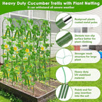 ROADPLUM Cucumber Trellis for Climbing Plants with Grow Bag, 61" Tall Metal U-Frame Garden Trellis for Raised Bed with Garden Netting and Plant Clip Plant Ties for Vegetables, Squash, Pea, Grape