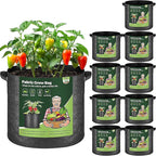 T4U 7 Gallon Grow Bags, Upgrade Grow Bags with Handles, Heavy Duty Thickened Nonwoven Fabric Pots, 7 Gallon Pots for Plants, Bell Pepper, Chili, Carrot, Kale (10 Pack)