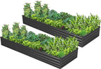 2PCS 10x3x1ft Galvanized Raised Garden Bed,Outdoor Planter Box Metal Patio Kit Planting Bed for Vegetables Flowers Herb,Black