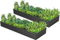 2PCS 9x3x1ft Galvanized Raised Garden Bed,Outdoor Planter Box Metal Patio Kit Planting Bed for Vegetables Flowers Herb,Black