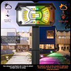 LEREKAM Color Solar Light Outdoor Waterproof Spotlights with 9 Light Modes, Color Changing Solar Outdoor Light for Halloween Decorations, Colored Spot Lights Auto On,Off, RGBW