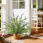 2 Pack Artificial Lavender Plants in Pots Artificial Potted Plants Fake Flower Plant Real Touch Silk Faux Plants Greenery for Indoor Porch Patio Greenery Farmhouse Garden Office Decor (Type 4)
