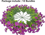 Artificial Faux Flowers for Outdoors, 12 Bundles Artificial Plants Outdoor UV Resistant, Fake Morning Glory Silk Flowers for Outside Planter Porch Patio Yard