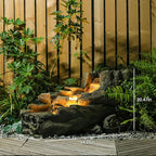 Sunlinua 34.25" L Outdoor Water Fountain with 3 Tiers Large Cascading Realistic Tree Trunk Waterfall Fountains with LED Lights Outdoor Water Fountain for Garden Patio Backyard Porch Home Decor