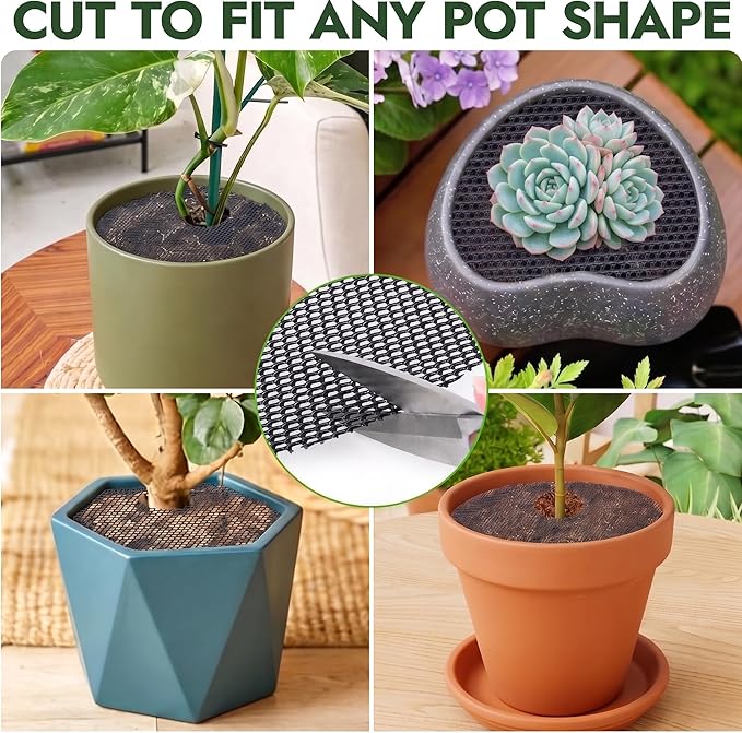 Livious 6 Pcs Plant Pot Grids Protectors from Cats,Squirrels Digging and Animals,11.8 Inch Cuttable Plant Pot Soil Covers for Outdoor Indoor,Adapts to Different Pot Sizes