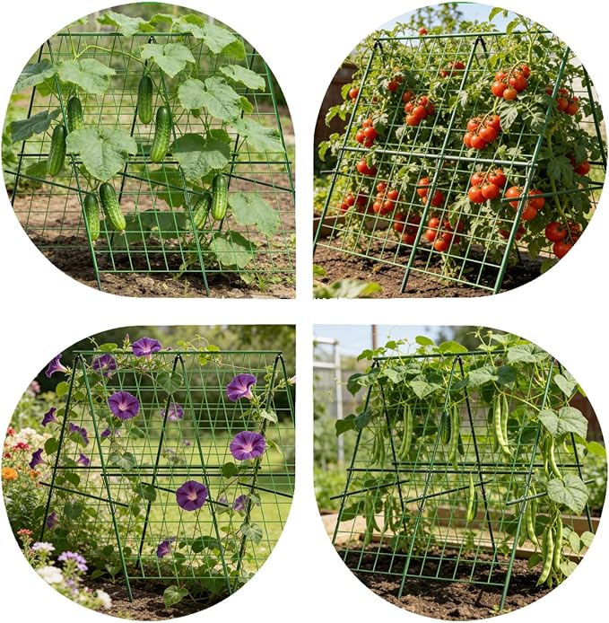 Cucumber Trellis, A-Frame Sturdy Garden Trellis for Raised Bed, Plant Support for Climbing, Plant Trellis for Bean Pea Rose Vine Plants, Plant Grow Support for Outdoor Raised Bed
