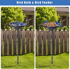 Bird Bath with Fountain Set, 42 Inch Height Outdoor Freestanding Pedestal Birdbath Bowl with Metal Ground Stake, Wiring Protection Box and Tape, Weather-Resistant Decorative for Garden Yard
