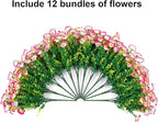 HyeFlora Artificial Faux Outdoor Flowers Plants for Spring Summer Decoration, 12 Bundles Silk Outside Morning Glory UV Resistant Realistic Fake Flowers for Planter Front Door Patio Yard Window Porch
