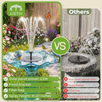 AISITIN 2.5W Solar Bird Bath Fountain Pump, Solar Fountain for Bird Bath with 6 Nozzles, 6.7" Solar Powered Water Pump for Garden, Ponds, Pool, Fish Tank, Aquarium and Outdoor