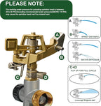 LIULO TOOL 2 Pack Zinc Alloy Impact Sprinklers for Yard, Stainless Steel Pulsating Water Sprinkler Head on Spike Base, Adjustable Water Sprinklers for Large Area Patio Lawn Garden Irrigation