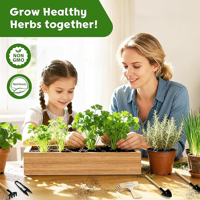 LUOJIBIE 8 Herb Indoor Garden Kit for Beginners, Complete Windowsill Growing Gifts Set, Mothers Day Gifts for Mom Women, Unique Christmas Birthday Gifts for Girls Boys Men Housewarming, Kitchen Decor