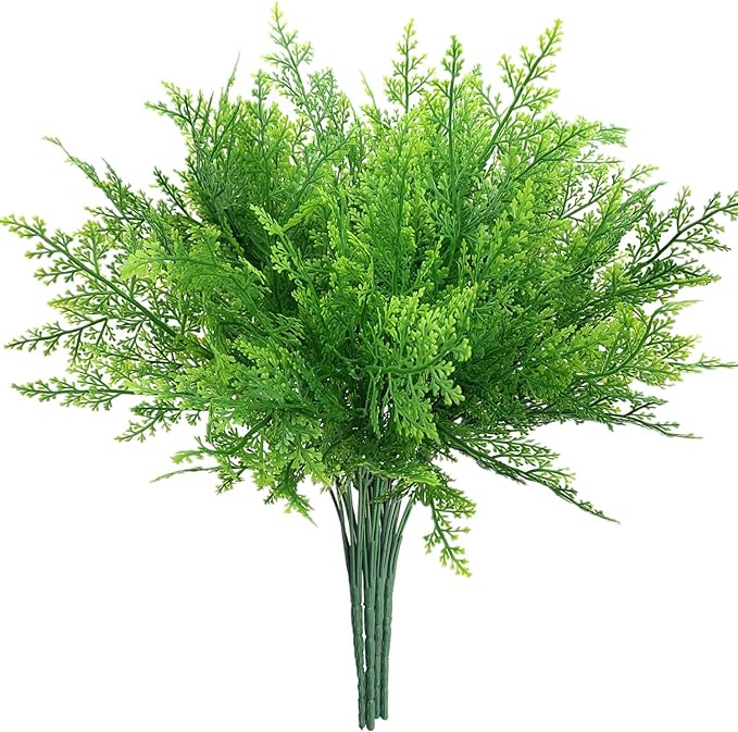 PASYOU Artificial Fern Plants, Fake Ferns Shrubs Plant Plastic Greenery Faux Monstera Leaves Stems Boston Leaf for Outdoor Indoor Decor Home Garden Party Office Wedding Decoration DIY - 4 Pack