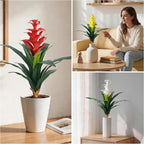 Ivydale Fake Flowers Plants for Outdoors, 2 Pcs 16.93" Bromeliad Artificial Flowers Uv Resistant Realistic Faux Flowers for Outdoor Planters Outside Porch Patio Yard Garden Indoor Decoration(Pink)
