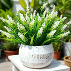 Geegoods Artificial Plants Flowers Outdoor – 24 Bundles UV Resistant Faux Lavender Flowers with Monkey Grass for Garden Porch Window Patio Hanging Planter Decor