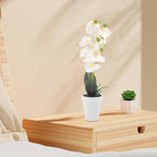 Artificial Phalaenopsis Orchid Faux Plant in Pot White Simulated Potted Flower Bonsai Home Desktop Decoration for Indoor Living Room Table