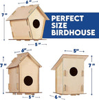 12 DIY Bird House Kits For Children to Build - Wood Birdhouse for Kids to Paint - Unfinished Bird Houses - Spring Crafts Kits - Wooden Arts & Craft for Girls & Boys - Classroom & Spring Activity