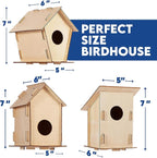 CRAFTY HAPPITOYS Birdhouse Kit - 15 Unfinished Wood Bird Houses for Children to Paint - Wood Craft Project Kits for Kids - Wooden Arts & Craft for Girls & Boys