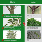 2 Pack Ficus Artificial Trees for Outdoors Indoor, 4ft Big Fake Plants with Pot and Realistic Leaves, Faux Plants Tall Outdoor for Home,Office, Living Room, Garden Decor