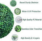15 Inch 2 Packs Artificial Boxwood Balls Topiary Balls, 4 Layers of UV-Resistant Greenery Balls Indoor Outdoor Garden, Backyard, Patio, Front Door – Assembly Required