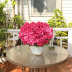6 Bundles Rose Red Artificial Geranium Flowers for Outdoors Spring Decor Geraniums Silk Flowers UV Resistant Lifelike Faux Flowers for Spring Indoor Outdoor Garden Patio Porch Balcony Home Decoration
