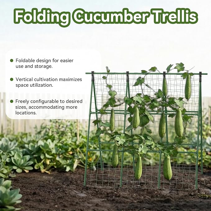 2 Pack Cucumber Trellis, 49.6"×49.6" Garden Trellis for Climbing Plants Outdoor, A-Frame Vegetable Trellis for Raised Bed, Support for Tomatoes, Squash, Zucchini, Vegetables