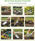 MOSFiATA 12Pcs Garden Tools Set, Heavy Duty Gardening Kit with Organizer Bag, for Digging, Weeding, Transplanting, Pruning Ideal Gardening Gifts