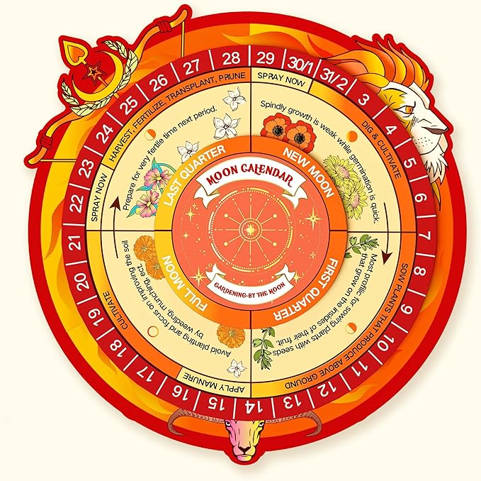 Lush&Dew Gardening Gifts for Women Men, Zodiac Garden Seed Bank, 12 Varieties Non-GMO Heirloom Vegetables Flower Seeds, Hand Craft Storage Box with Moon Calendar for Fire Signs, USDA Zone 3-11