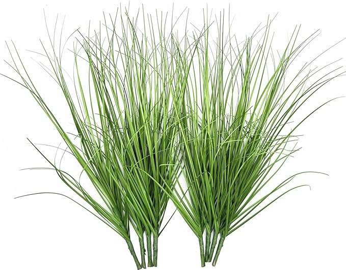 Artificial Plants, Fake Grass Shrubs Faux Wheat Grass Greenery Wheatgrass Stems Ornamental Weed Plant Decor for Indoor Outdoor Farmhouse Wedding Party Home Vase Flowers Bundles DIY Decoration - 8 Pack