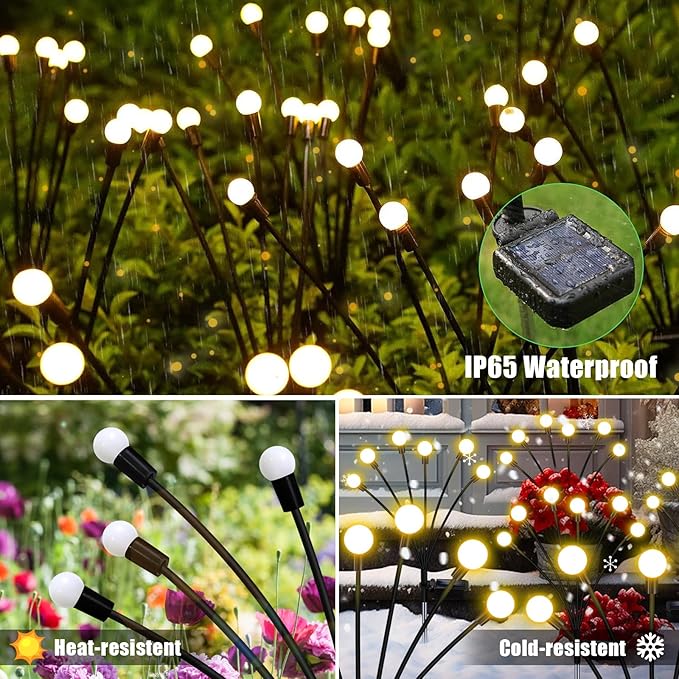 NBQQ Solar Garden Lights Outdoor, 4 Pack Swaying Light Waterproof Solar Lights Outdoor for Yard Pathway Patio, Swaying Lawn Decor as Gardening Gifts for Women Holiday