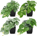 Der Rose 4Pcs Small Fake Plants Black Artificial Mini Faux Plants for Bathroom Office Desk Shelf Table Accessories Decor Indoor