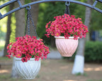 Bassion 24 Bundles Artificial Flowers for Outdoors Decoration, UV Resistant Fuchsia Silk Fake Faux Flowers Artificial Plants for Outside Window Box Porch Garden Home Decor