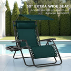 Best Choice Products 30” Wide Folding Zero Gravity Outdoor Recliner Patio Lounge Chair w/Adjustable Canopy Shade, Headrest, Side Accessory Tray - Forest Green