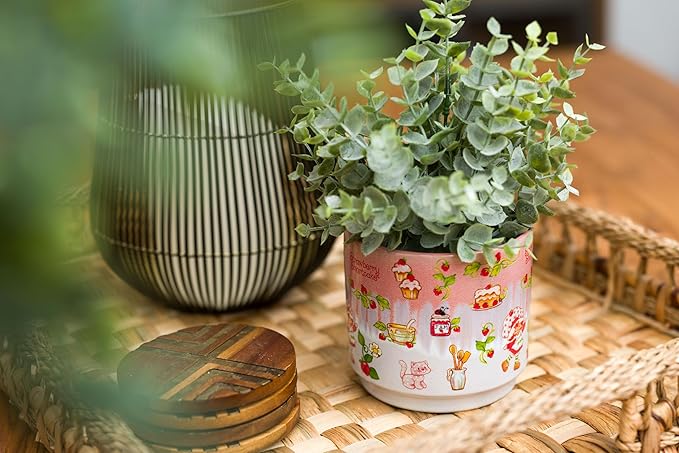 Silver Buffalo Strawberry Shortcake Core Vintage Reactive Glaze Ceramic Planter Pot