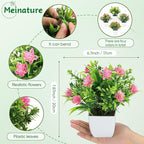 4 Pack Small Artificial Plants with Flowers - Mini Fake Potted Plants for Home Decor Indoor, Office Desk, Bathroom, Shelf, Table Decorations