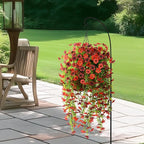 Artificial Hanging Flowers Plants for Outdoor Spring Decoration, 2PCS Faux Silk Daisy UV Resistant Look Real for Outside Home Indoor Planter Porch Garden Yard Decor(Red Brown)