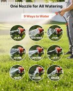 VEVOR Retractable Garden Hose Reel, 1/2 in x 100 ft, Wall Mounted Hose Reel with 9-Function Sprayer Nozzle and 180° Swivel Bracket, Any Length Lock, Automatic Slow Rewind System, for Garden Watering