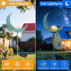 Homeimpro Moon Solar Garden Lights Outdoor Stakes, Waterproof Crackle Glass Metal Yard Lights for Lawn, Patio Accessories, Backyard Decor, Birthday Gifts for Mom