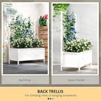 Outsunny Planter Box with Trellis, 35.4 x 15.7 x 47.2 inch Raised Garden Bed with Drainage Holes, Planters for Outdoor Plants, Vegetables, Flowers, Herbs, Trellis Planter, White