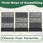 Casaphoria Metal Raised Garden Bed with Trellis and Wheels, 72"x47"x16" Arched Planter Box for Climbing Plants, Vegetables & Vines, Features Drainage Holes and Privacy Screen (Black-Net&Louvered)