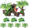 CousDUoBe 8 Pcs Fish Tank Decor，Silk Aquarium Plants Green Silk Leaf pad Hammock Artifical Driftwood cave Betta Fish Tank Accessories 7 x 2.8 x 4 inches(LxWxH)